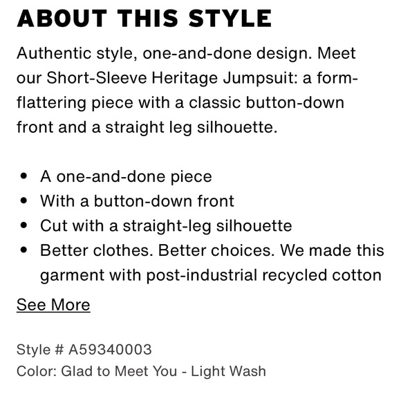 LEVI Short Sleeve Heritage Jumpsuit - Picture 7 of 7